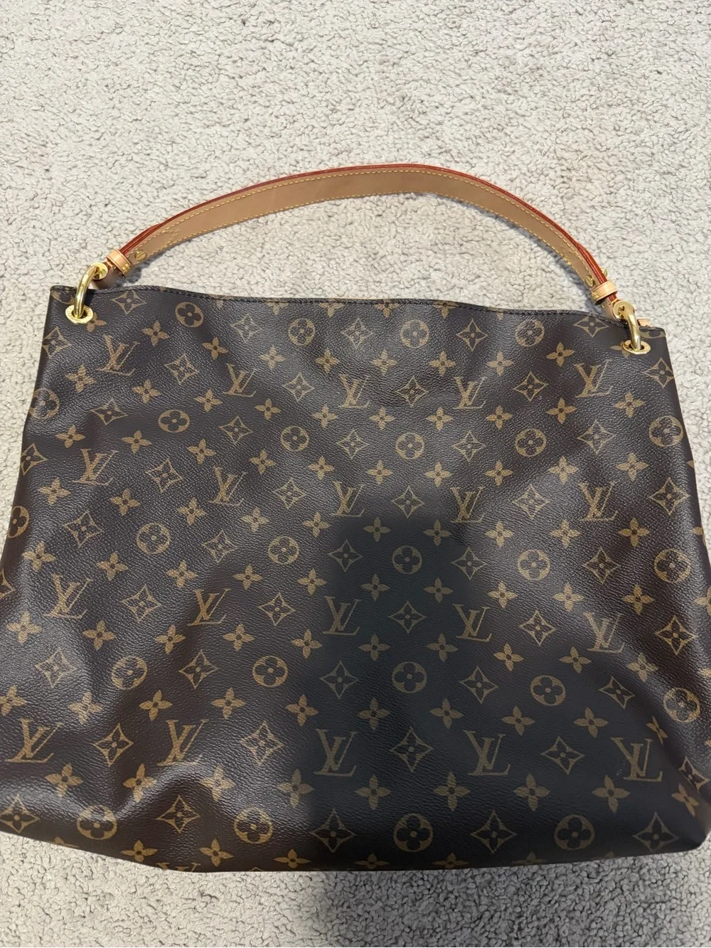 Louis Vuitton Brown Monogram Shoulder Bag with Natural Vachetta Strap
